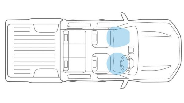 رسم توضيحي للوسائد الهوائية في سيارة نيسان نافارا بيك آب